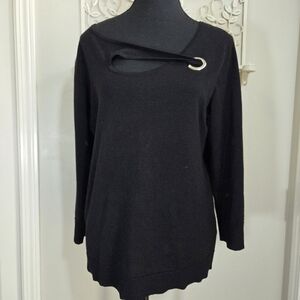 ⭐️Cable & GageBlack Long Sleeve Sweater with Cutout Detail Size L